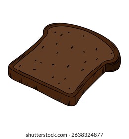 Appetizing and delicious baked dark bread toast . Bakery breakfast treats menu. Outline food art