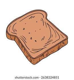 Appetizing and delicious baked white bread toast . Bakery breakfast treats menu. Outline food art