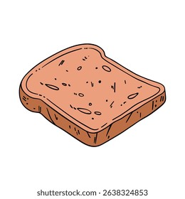 Appetizing and delicious baked white bread toast . Bakery breakfast treats menu. Outline food art
