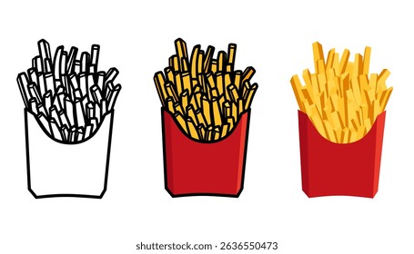 Appetizing French fries vector set