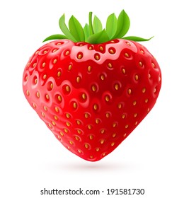 Appetizing fresh strawberry isolated on white background. Realistic illustration