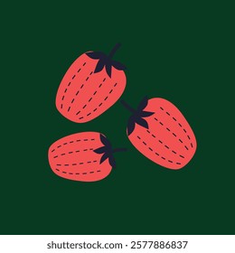 Appetizing fruit and berries collection. Decorative abstract horizontal banner with colorful doodles. Hand-drawn modern illustrations with fruit and berries, abstract elements. Abstract series