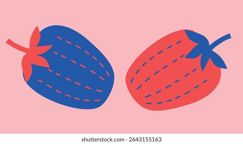 Appetizing fruit and berries collection. Decorative abstract horizontal banner with colorful doodles. Hand-drawn modern illustrations with fruit and berries, abstract elements. Abstract series	

