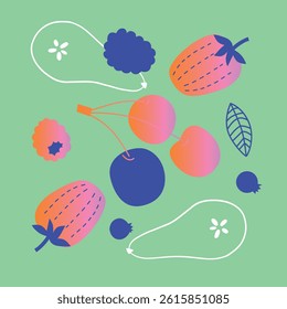 Appetizing fruit, vegetables and berries collection.