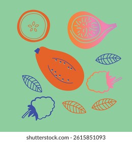 Appetizing fruit, vegetables and berries collection.