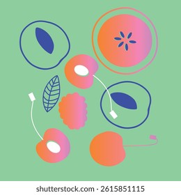 Appetizing fruit, vegetables and berries collection.
