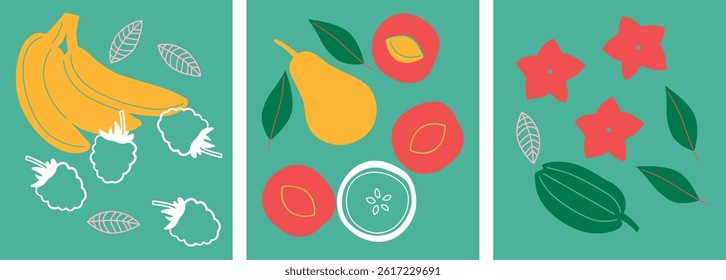Appetizing fruit, vegetables and berries collection.