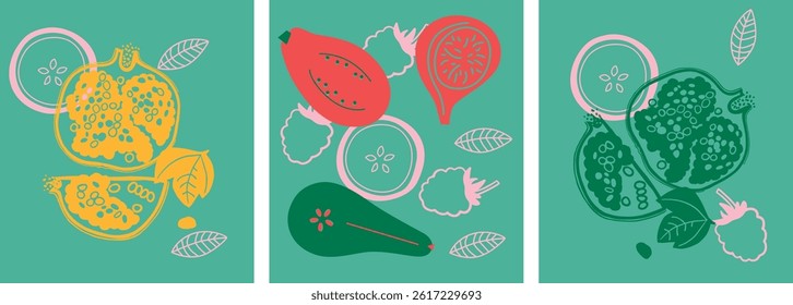 Appetizing fruit, vegetables and berries collection.