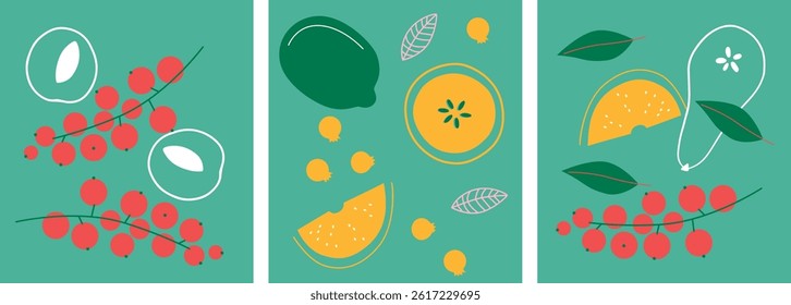 Appetizing fruit, vegetables and berries collection.