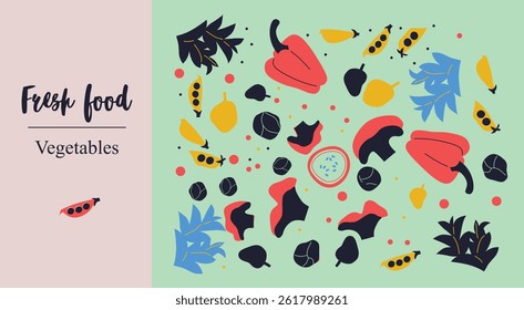 Appetizing fruit, vegetables and berries collection.