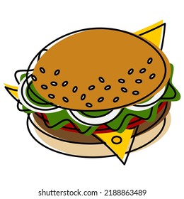 Appetizing hamburger on a transparent background. Fast food. Lifestyle. Food day. Isolate