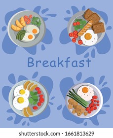 
Appetizing healthy breakfast on a blue background