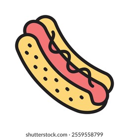 Appetizing hot dog icon, great for cookouts and fun