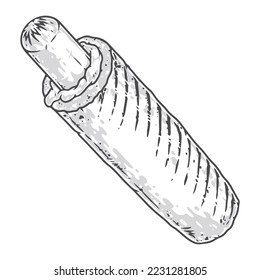 Appetizing hotdog vintage monochrome sticker hot sausage with grilled bun and delicious sauce from American restaurant vector illustration