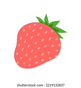 Appetizing juicy strawberry. Sweet red berry. Ingredient for a dish. Summer dessert with vitamins. Diet healthy food. Flat vector illustration isolated on white background
