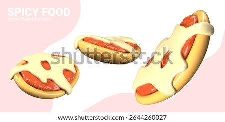 Appetizing pastries with spicy filling. Oval tortilla with tomato sauce and melted cheese