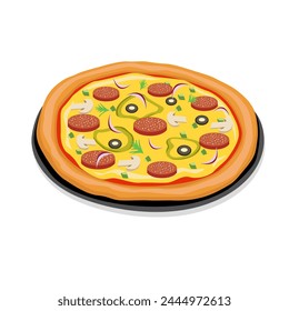 Appetizing pepperoni pizza in vector