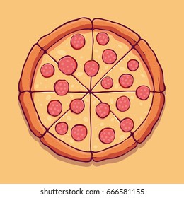 Appetizing pepperoni pizza in vector