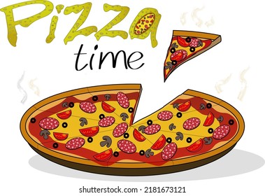 Appetizing pizza illustration with melted cheese