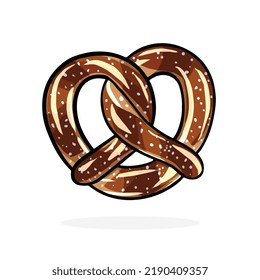 Appetizing pretzel icon. Vector illustration in cartoon style isolated on white background