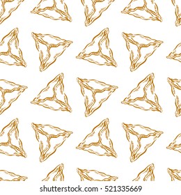 appetizing seamless background of triangular sketch meat dumplings. hand-drawn illustration