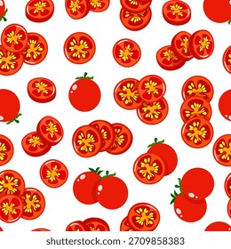 Apetitivo padrão sem emenda de tomates ​cereja​inteiros e fatiados