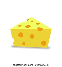 Appetizing Slice of Cheese Drawn in Cartoon Style. Illustration on a white background. Elite Luxury Product Rokofor or Chester. Parnezan Hard Cheese.