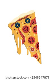 appetizing slice of pizza with stretching melted cheese