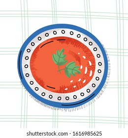 Appetizing Spanish gazpacho soup. Vector illustration.
