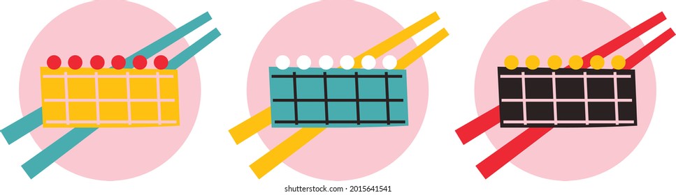 Appetizing Sushi and rolls vector. Colored Asian food vector. Illustration in cartoon flat style.