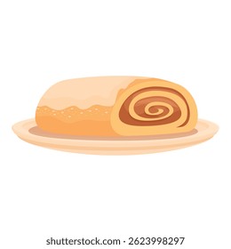 Apetitoso rollo suizo acostado en el plato, concepto de panadería dulce