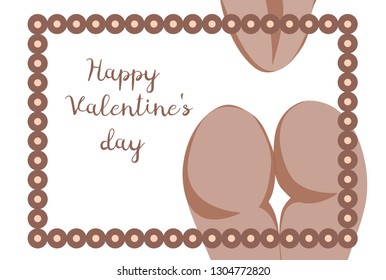 Appetizing tanned ass vector With Valentine's day in brown tones