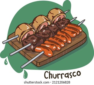 An appetizing taste of brazilian cuisine. Churrasco.