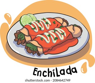 An appetizing taste of Mexican cuisine. Enchilada.