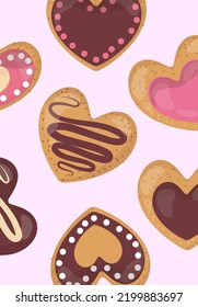 appetizing tasty gingerbread in the form of hearts