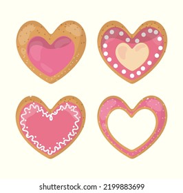 appetizing tasty gingerbread in the form of hearts