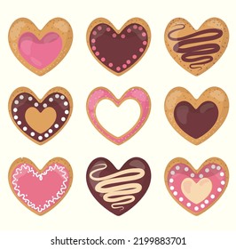 appetizing tasty gingerbread in the form of hearts