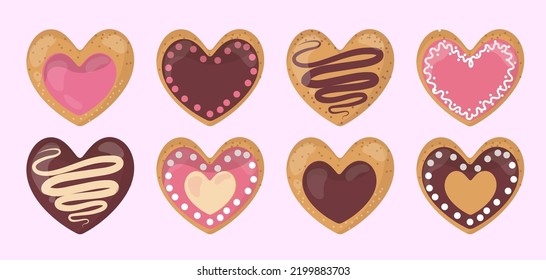 appetizing tasty gingerbread in the form of hearts