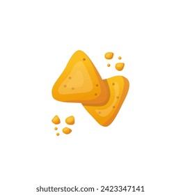 An appetizing vector illustration of crispy nachos, a popular Mexican snack. Golden tortilla triangles, topped with cheese and spicy salsa, are perfect for restaurants or fast food menus.