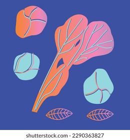 Appetitanregende Gemüsesammlung. Dekoratives abstraktes horizontales Banner mit bunten Doodles. Handgezeichnete moderne Illustrationen mit Früchten und Beeren, abstrakte Elemente. Abstrakte Serie