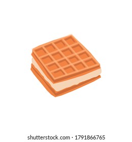 Appetizing waffles. Сafeteria logo. Wafer