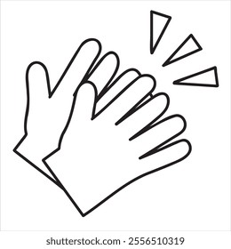 Applaud hand. Give five gesture. Outline clap applause pictogram