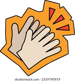 Applaud hand. Give five gesture. Outline clap applause pictogram