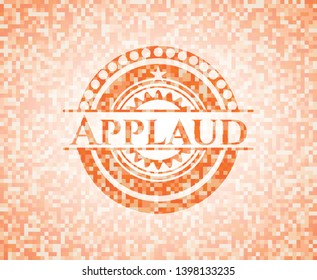 Applaud orange mosaic emblem. Vector Illustration. Detailed.