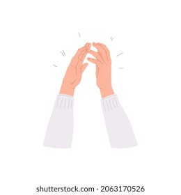 Applauding clapping hands of black american woman, flat vector illustration isolated on white background. Sign of applause or ovation an enthusiastic show of appreciation.