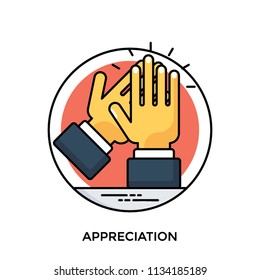 Applauding hands in clapping position, making a notion for appreciation icon 