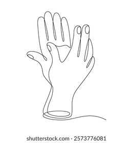 Applauding hands, drawn with continuous line in minimalism, abstract, hands clapping, applause, acclaim, bravo, prolonged ovation, delight, one line, editable vector contour