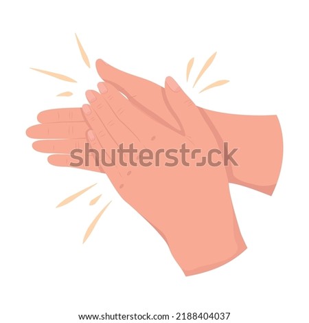 Applauding semi flat color vector hand gesture. Editable pose. Human body part on white. Expressing contentment cartoon style illustration for web graphic design, animation, sticker pack