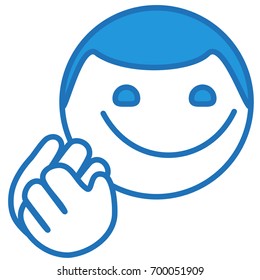 applauding smiling guy claps his hands, simplistic facial expression vector illustration, simple hand drawn circle shaped emoticon, funny cartoon character, eps 10