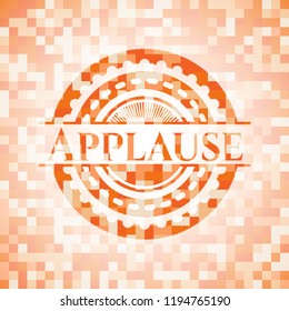 Applause abstract orange mosaic emblem